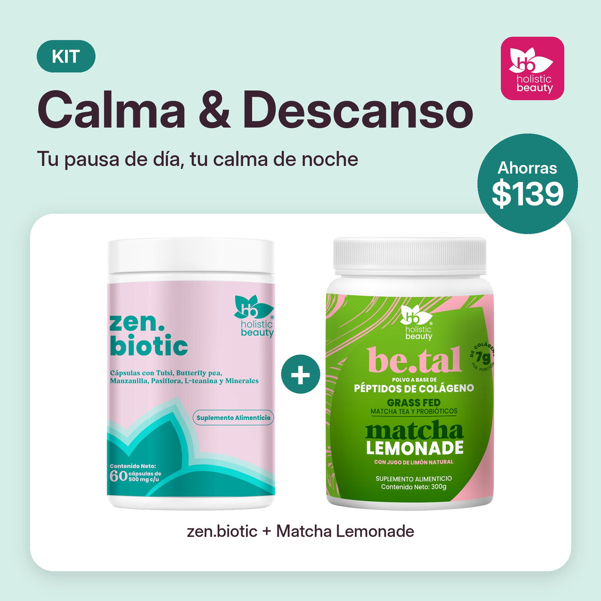 Kit Calma & Descanso de Holistic Beauty: zen.biotic y Matcha Lemonade
